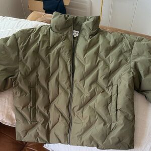 NA-KD Green Quilted Puffer Jacket